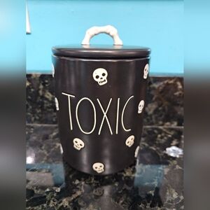 Home Goods Rae Dunn Halloween Black & White Skull Bones Toxic Jar Container New